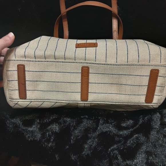 Fossil Striped Coated Canvas Shoulder Tote Bag - Picture 6 of 12